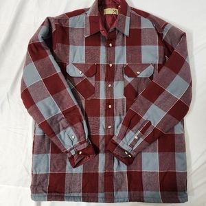 Flannel shirt jacket plaid red blue check button front size large